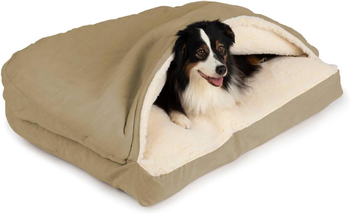 Snoozer Pet Products Rectangle Cozy Cave Dog Bed, Extra Large, Khaki