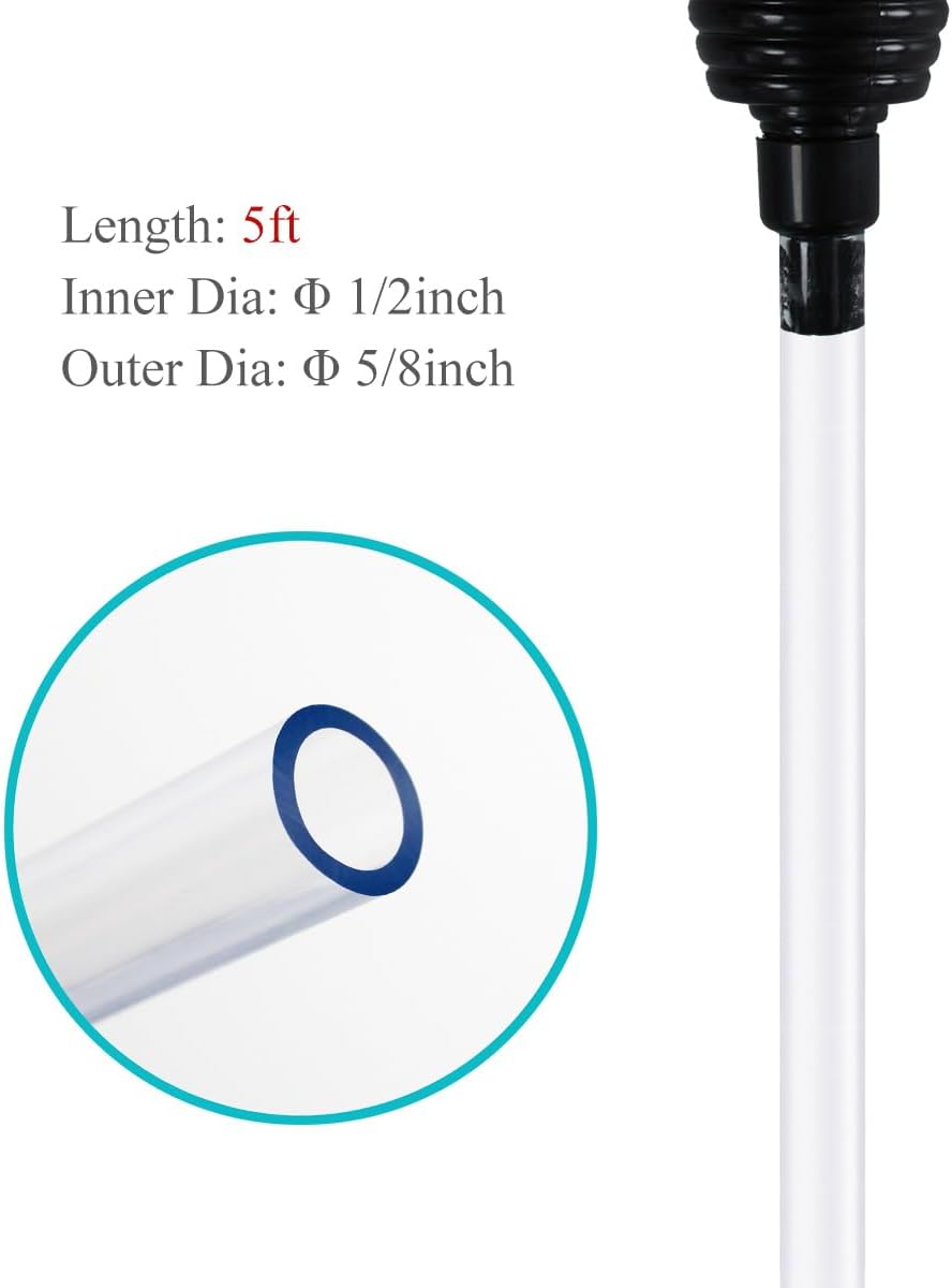 5ft-S Aquarium Siphon Vacuum Cleaner for Fish Tank Cleaning Gravel & Sand