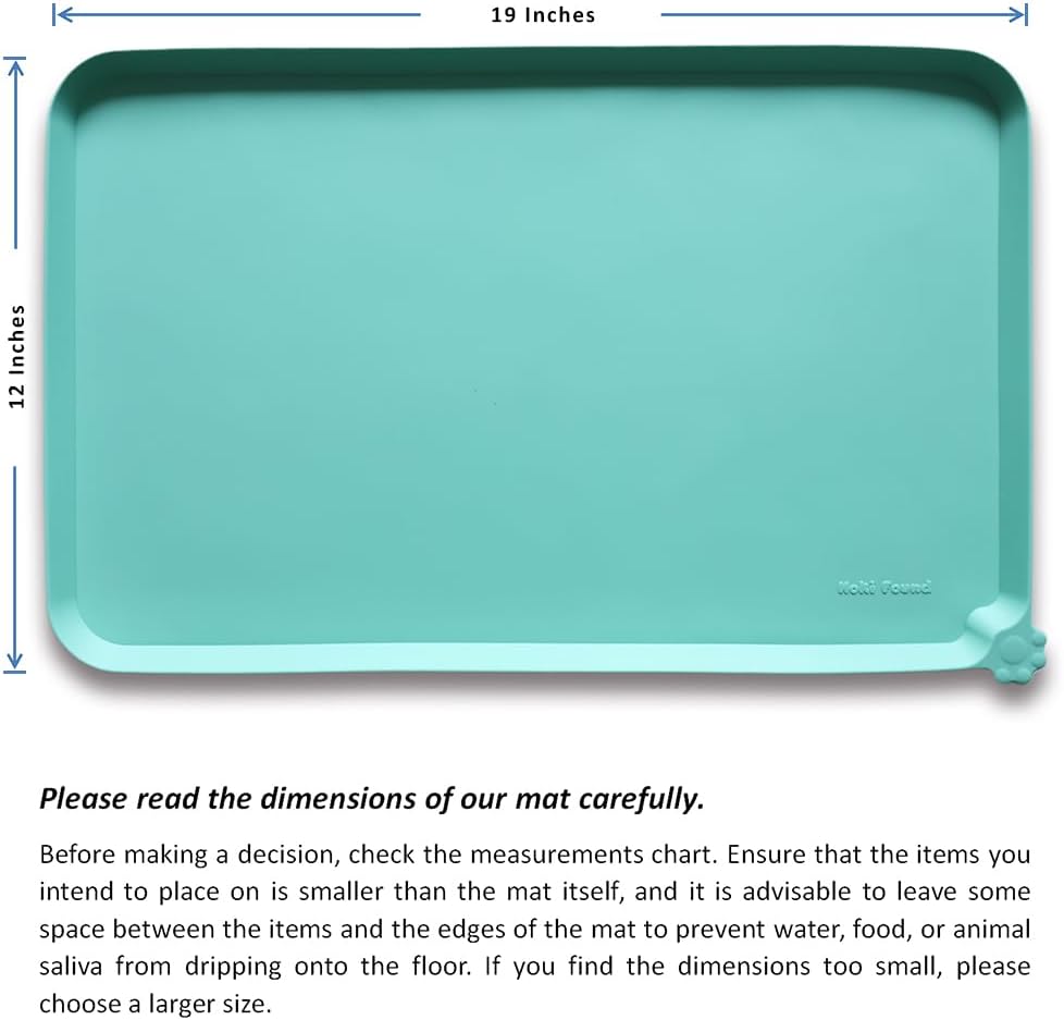 Hoki Found Silicone Pet Food Mats - Non Slip Cat & Dog Bowl Placemats - Waterproof Pet Feeding Mats - Cool Mint