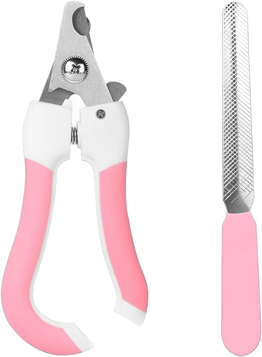 Cat Nail Clippers for Beginners and Groomers - Durable pet trimmer - Supplies with Safety Guard, Avoid Overcutting - Grooming Tool for Small Animals Tiny Dog Indoor Cat Bunny Rabbit Bird Kitten (Pink)