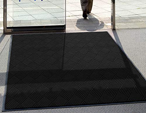 M+A Matting WaterHog Diamond | Commercial-Grade Entrance Mat with Rubber Border – Indoor/Outdoor, Quick Drying, Stain Resistant Door Mat (Charcoal, 4' x 8')