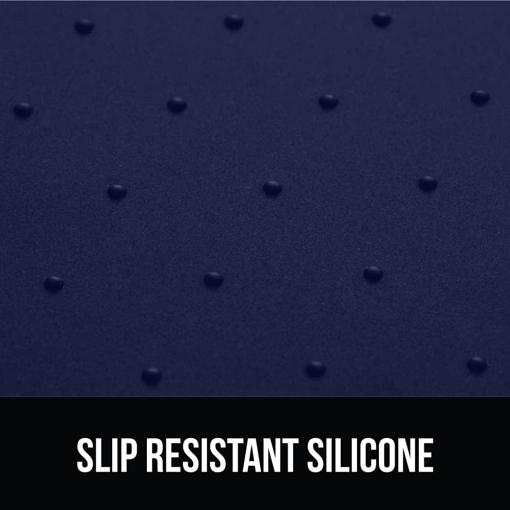 GORILLA GRIP 100% Waterproof Raised Edge BPA Free Silicone Pet Feeding Mat, Dog Cat Food Mats Contain Spills Protects Floors, Placemats for Cats and Dogs Water Bowl, Pets Accessories 28x18 Navy