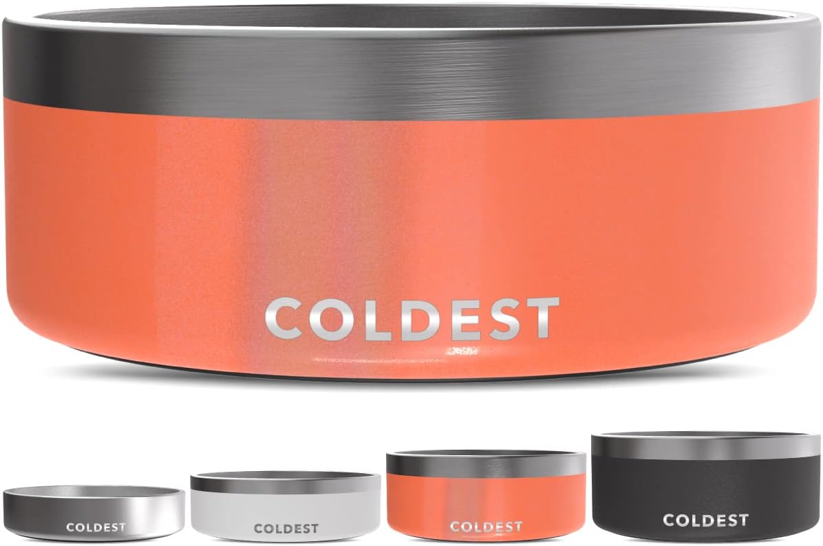 Coldest Dog Bowl - Anti Rust Metal, Non Slip, 3 Layers Insulated Stainless Steel Dog Bowls - Spill Proof & Heavy Duty - Water Bowl for Dogs, Cats & Pets, Dish Washer Safe (64 oz,Candy Red Glitter)