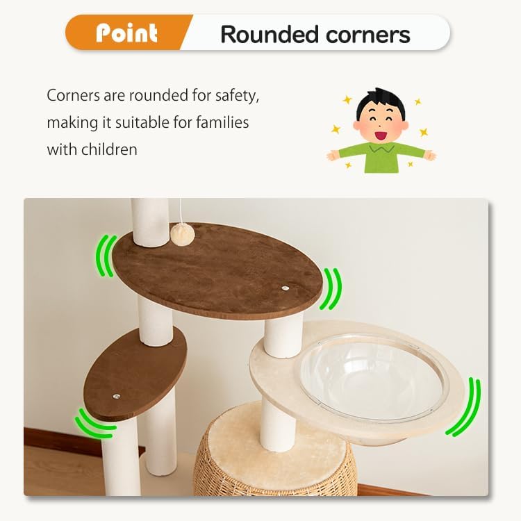 56.6in Large Wooden cat Tower for Large Multiple Cats,cat Tree with Observation Deck, Suitable for Summer and Winter 144CM (Particleboard)