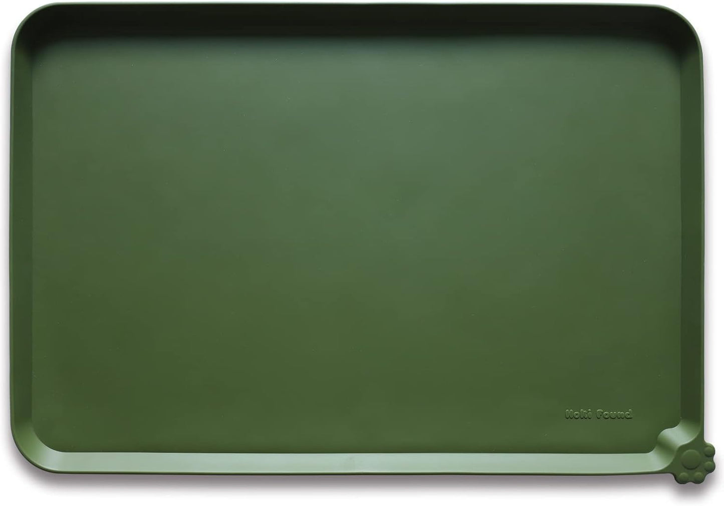 Hoki Found L Silicone Non Slip Pet Dog Cat Bowl Mats - Waterproof Dog Cat Food Mats - Dark Olive