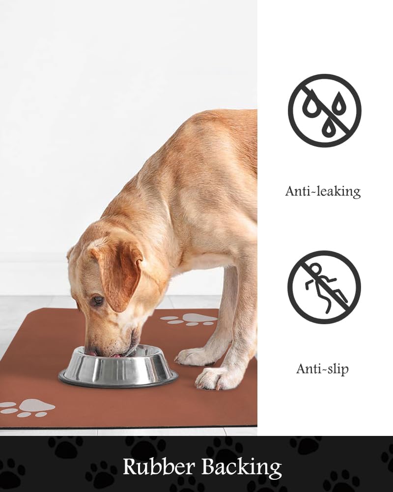Pet Feeding Mat-Absorbent Dog Mat for Food and Water Bowl-No Stains Quick Dry Water Dispenser Mat-Dog Accessories Pet Supplies-Bowl for Messy Drinkers（Orange,16"x24"