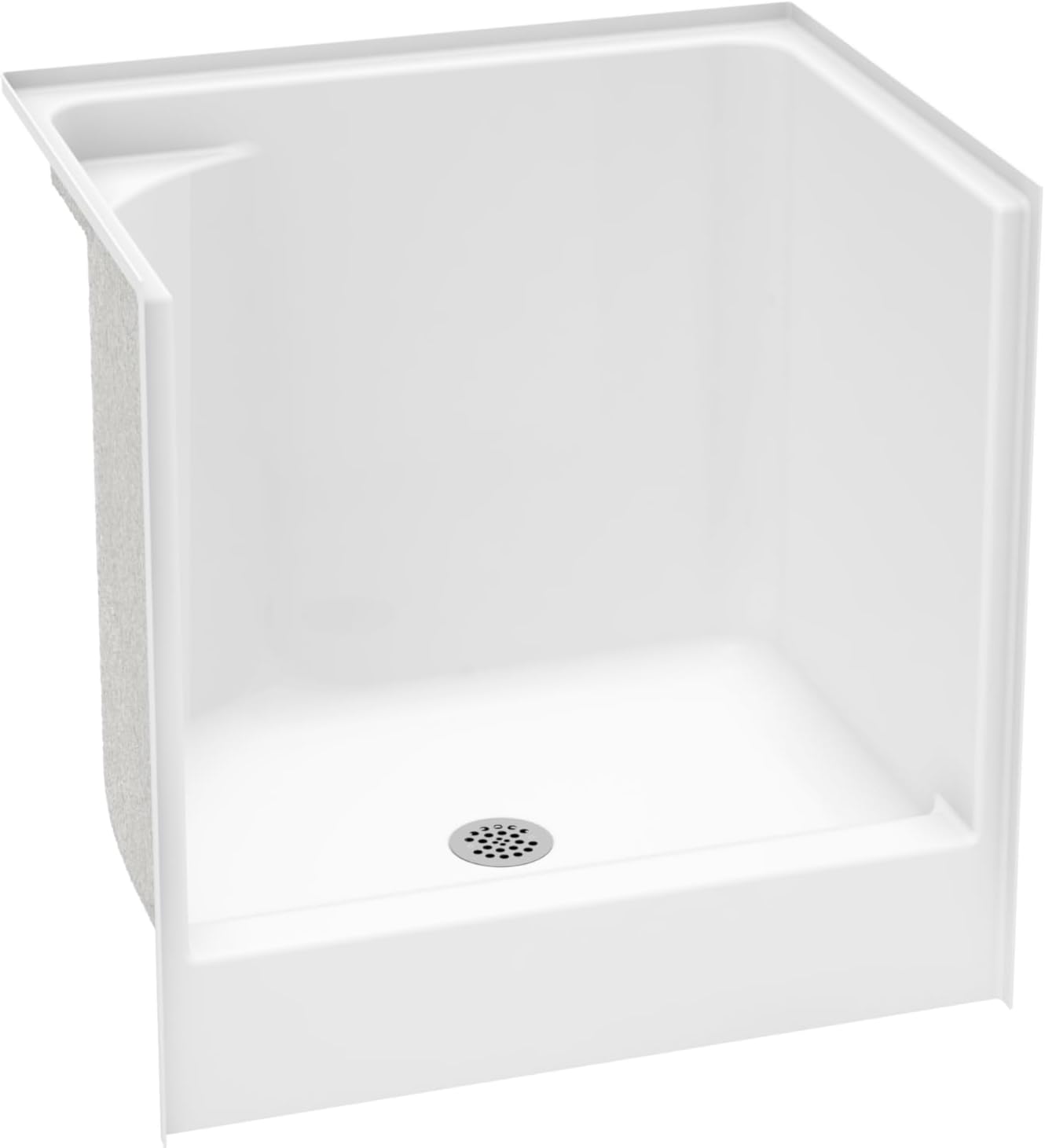 Laurel Mountain Odie 36" x 27" x 36" AcrylX Alcove Center Drain One-Piece Pet Shower in White with Hand-Held Sprayer in Matte Black