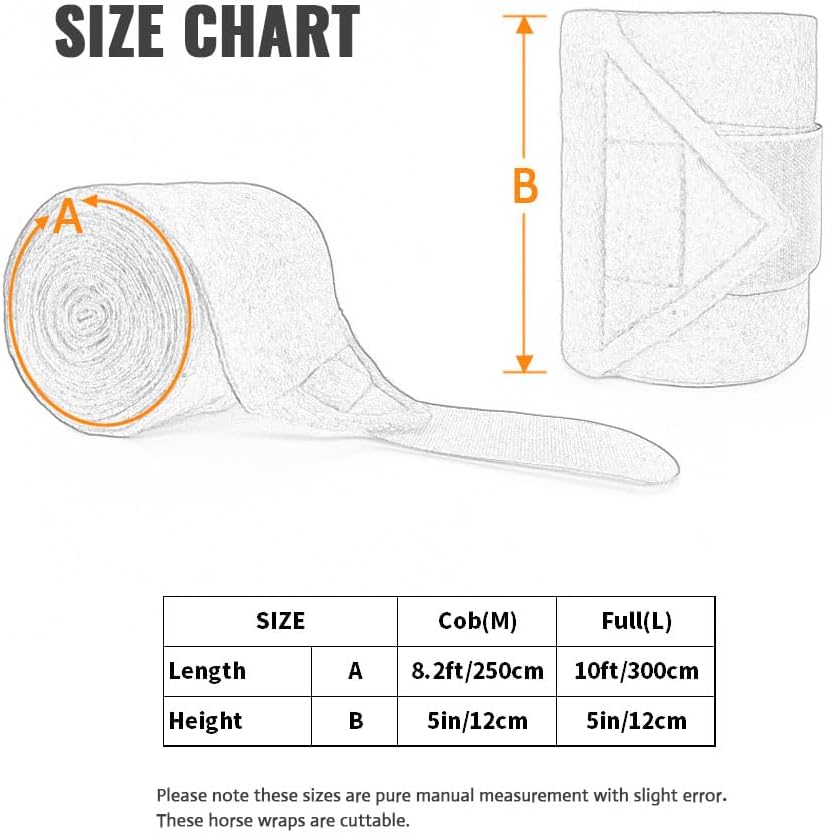 Horse Polo Leg Wraps Soft Fleece Wraps Equestrian Leg Bandage 4-Pack (Full(10ft), Navy)