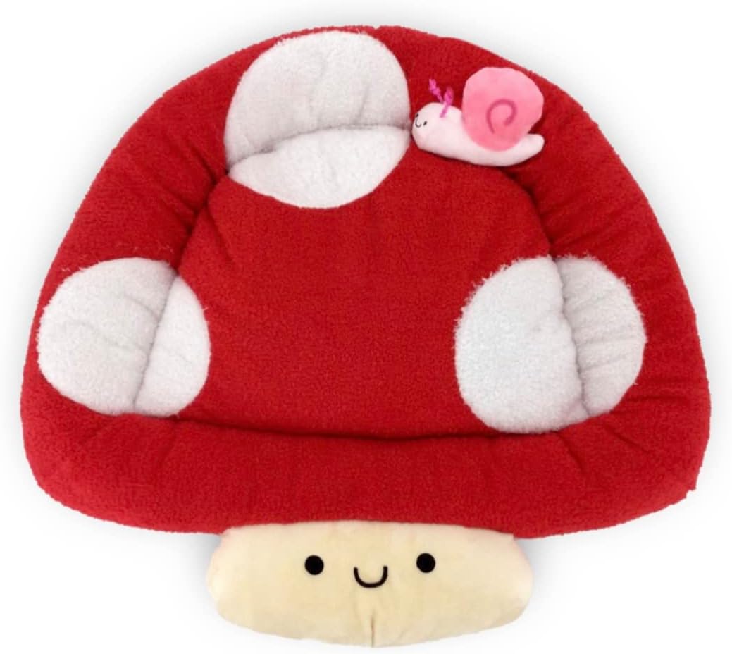 TONBO Soft Plush Small Cute and Cozy Nature Dog Cat Bed, Washer and Dryer Friendly (Mushroom)