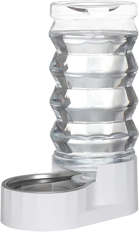 Sfozstra Automatic Pet Water Dispenser: 9L Lagre Dogs Stainless Steel Gravity Feeder - Convenient Drinking Water Dispenser Designed for Dogs and Cats (White, 9L)
