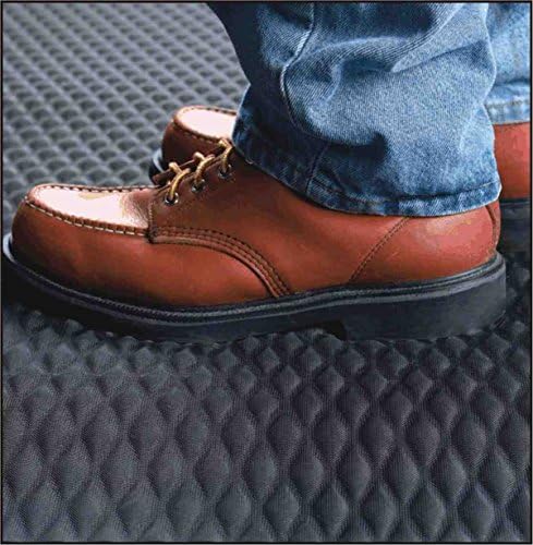 American Floor Mats Hog Heaven 5/8 inch Black & Yellow Border 5' x 12' Nitrile Backed Anti-Fatigue Comfort Mat