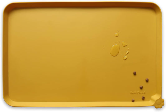 Hoki Found L Silicone Non Slip Pet Feeding Mats - Waterproof Dog Cat Food and Water Mats for Carpet - Honey