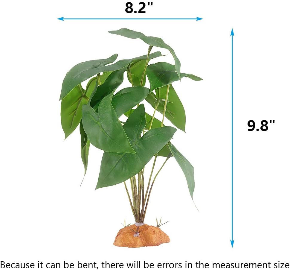 YOGURTCK Reptile Artificial Plants, Amphibian Habitat Hideout, Terrarium Decorations - Scindapsus