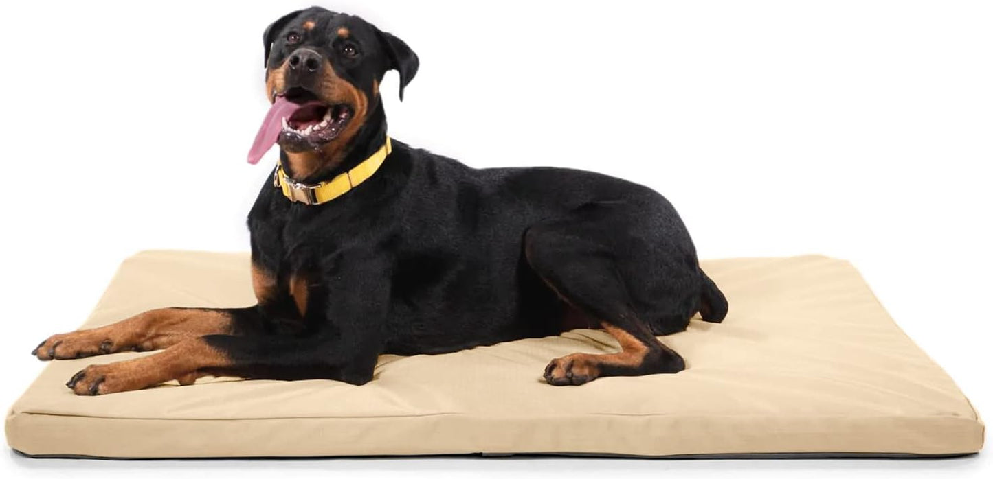 K9 Ballistics Tough Rip-Stop Orthopedic Dog Crate Bed - Durable, Removable, and Washable Cover, Kennel Crate Pad Fits in Crate, X-Large 47"x29", Standstone