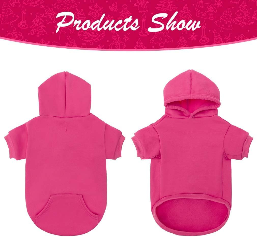 KOOLTAIL Basic Dog Hoodie - Soft & Warm Dog Hoodie Sweater with Leash Hole and Pocket, Dog Winter Coat, Cold Weather Clothes Sweatshirt for Small Medium Large Dogs Puppy Cat Boys Girls Deep Pink L