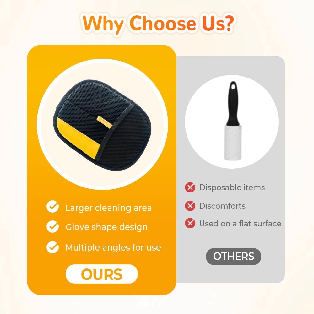 Pet Hair Removal Glove for Cats & Dogs, 2025 Upgrade Pet Hair Remover Glove, Electrostatic Pet Hair Removal Gloves for Dogs and Cats, Reusable Pet Hair Remover Glove (1)