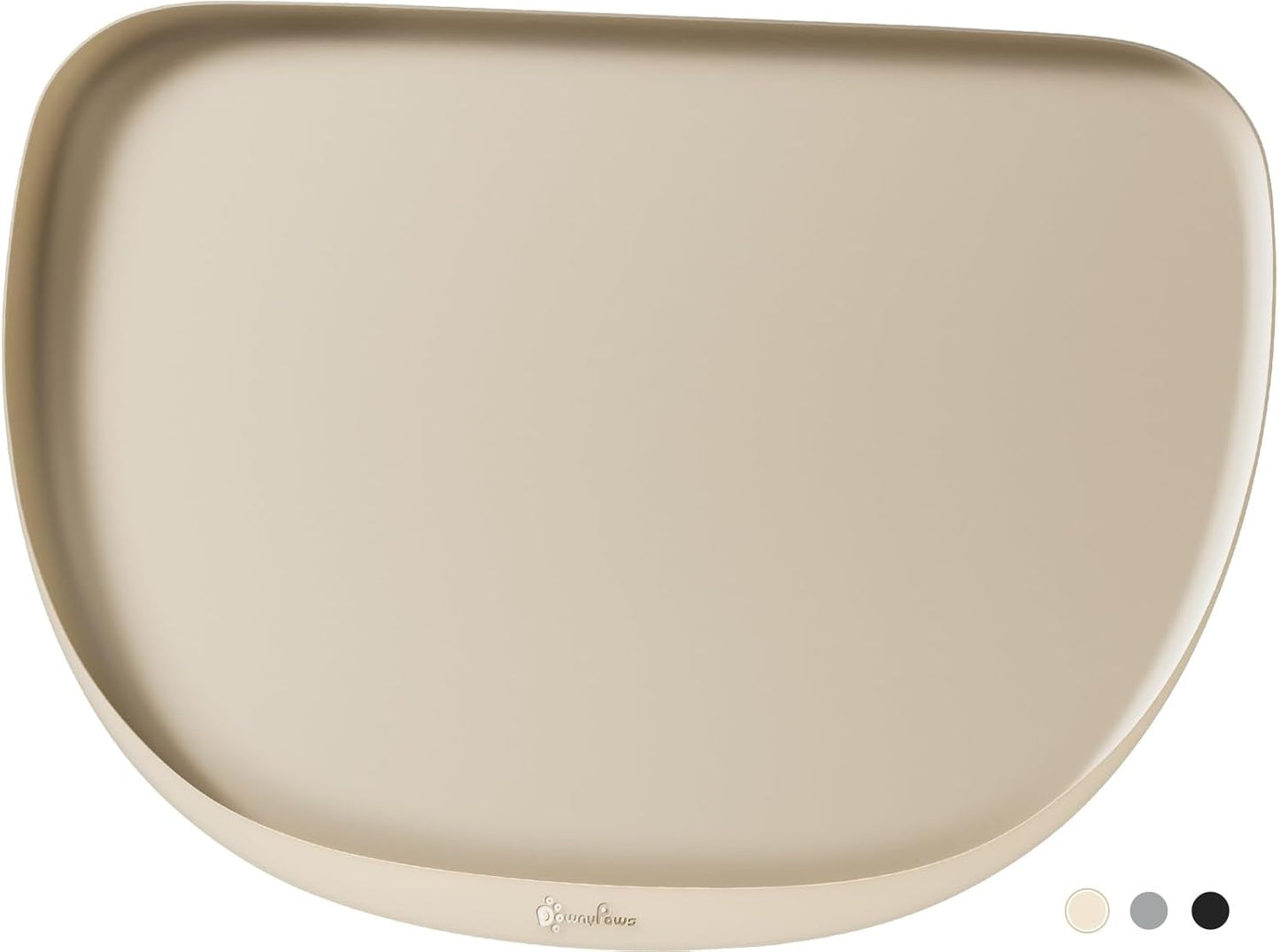 DownyPaws Dog Food Mats for Floors Waterproof, BPA Free Silcone Dog Bowl Mat, Non-Slip Pet Feeding Mat with High Raised Edge, Cat Placemat for Messy Drinkers, 24"×17", Almond