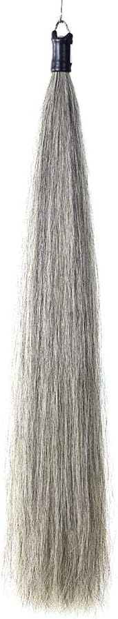 Horse Tail Extensions with Braided Horsehair Loop, Blunt Cut Bottom, 34-36 inches Long and 1 lb Weight (Med Gray)