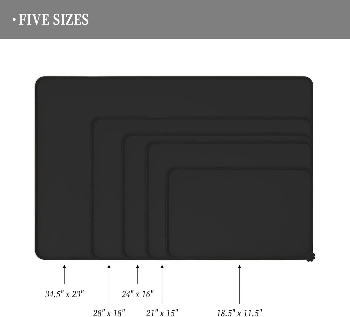 Waterproof Pet Feeding Mat with High Raised Edges, Heavier and Thicker Placemats for Cat Dog Water Bowl with BPA Free, Dogs Cats Food Mats for Messy Drinkers to Prevent Spill and Protect Floors