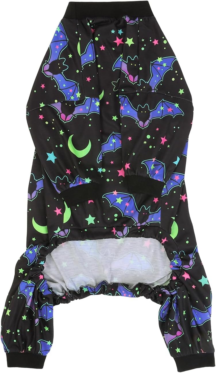 HDE Dog Pajamas One Piece Jumpsuit Lightweight Dog PJs Shirt for M-3XL Dogs Starry Bats - M