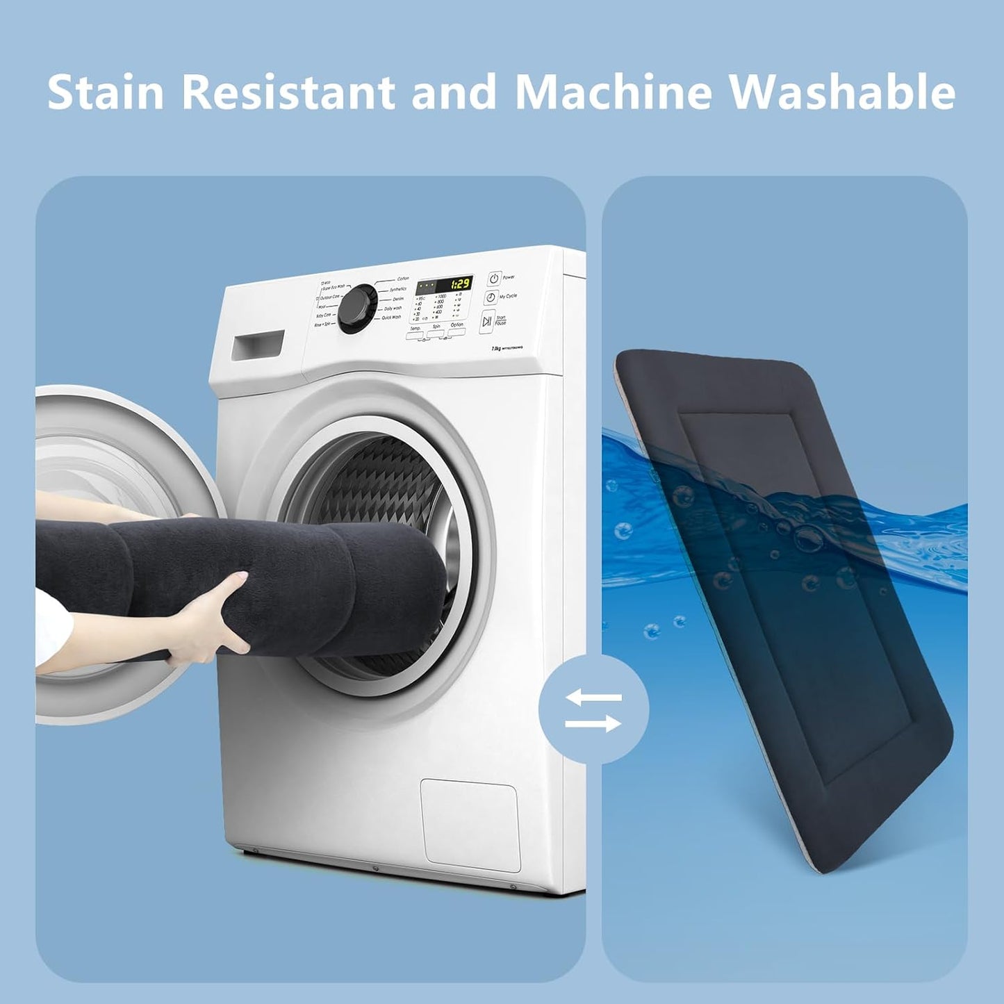 Magic Dog Bed - Soft Crate Pad Mat for Medium/Large Dogs, 36 Inch Machine Washable Kennel Pad with Non-Slip Bottom, Dark Gray