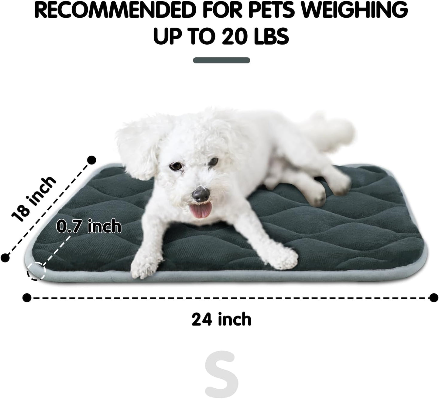 furrybaby Dog Crate Pad for Dog Cages Flat Crate Mat Kennel Pad with Anti-Slip Bottom Machine Washable for Pet Bed Sleeping (S 24x18'', Grey Mat)