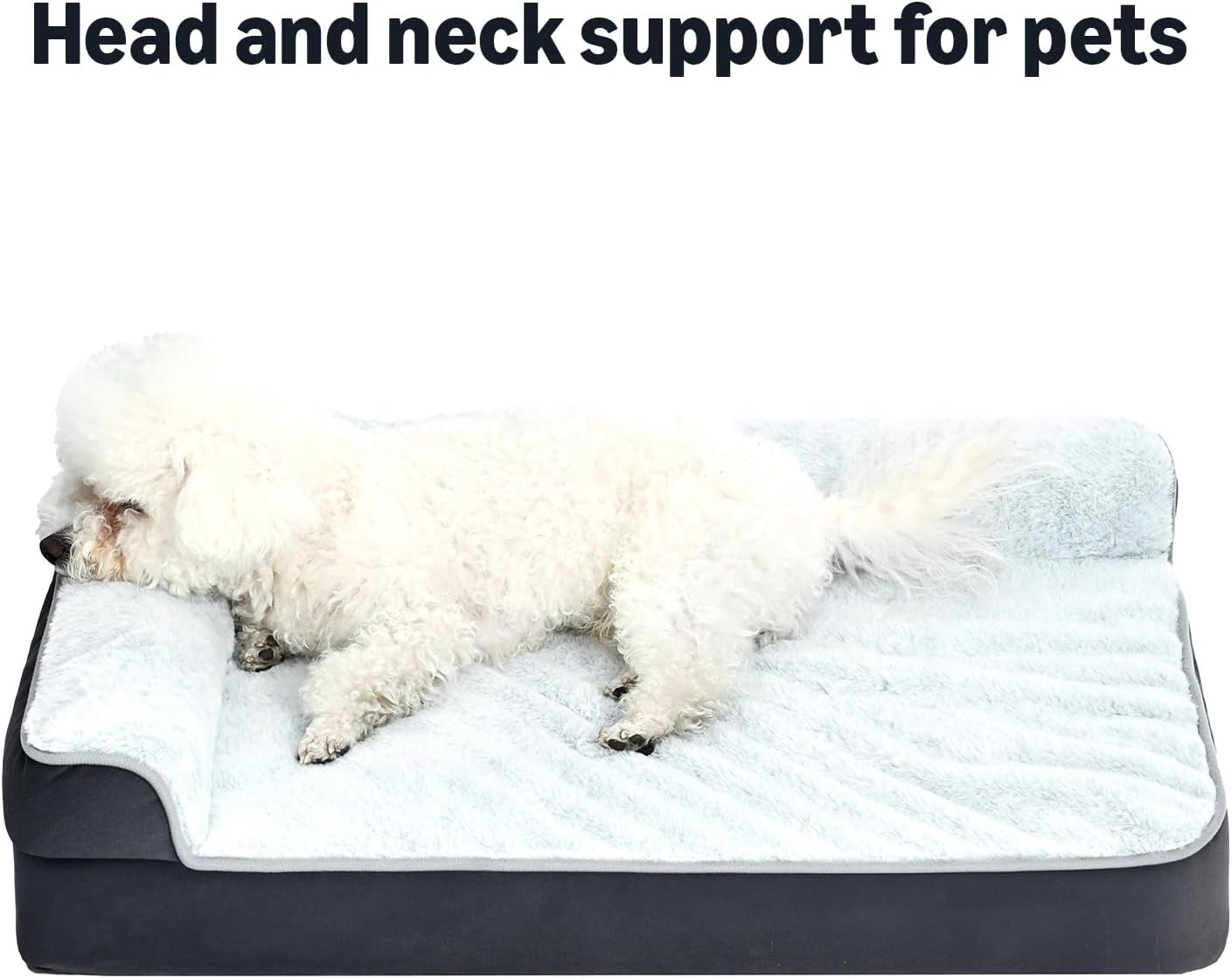 Amazon Basics Washable L-Shaped Dog Bed for Medium Dogs, Anti-Slip Pet Sofa Bed for Indoor Dogs, Crate Bed, 36x27x8 Inches, Gray