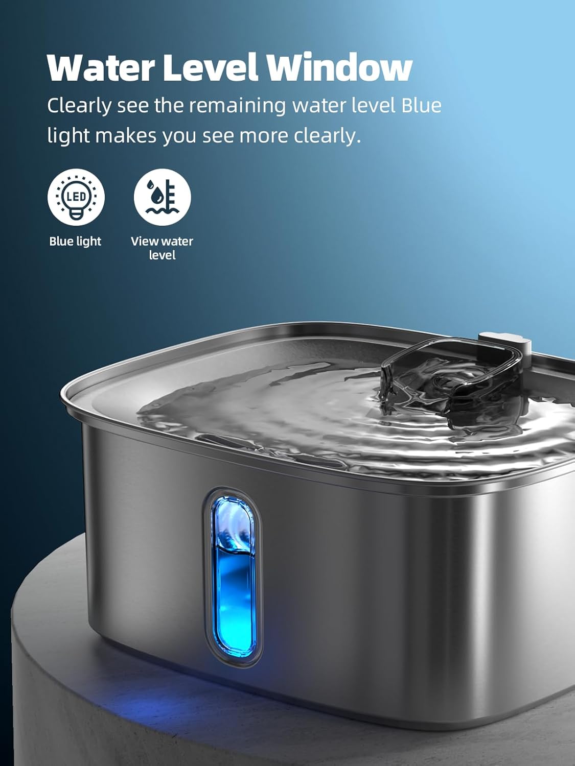 Dog Water Fountain for Large Dogs, 9L/2.4Gal Stainless Steel Dog Fountain with Water Level Window & Filtration, Automatic Pet Water Bowl Dispenser Indoor, Super Quiet (with 6 Filters)