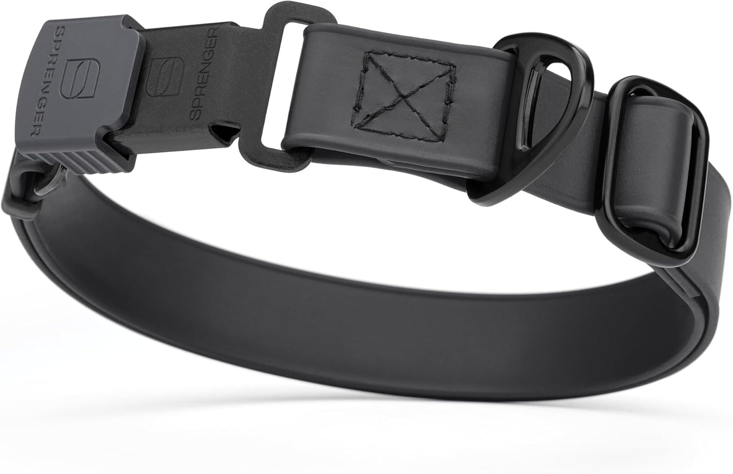 Dogline Biothane Waterproof Dog Collar with Herm Sprenger Stainless Steel Quick Release Buckle – Heavy Duty Tactical Durable Collar for Dogs – Comfortable and Safe Pet Collar, W 3/4" L 12-19", Black