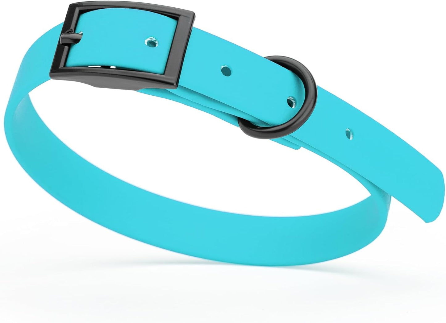 Dogline Biothane Waterproof Dog Collar Strong Coated Nylon Webbing with Black Hardware Odor- Proof for Easy Care Easy to Clean High Performance Fits Small Medium or Large Dogs, Sky Blue