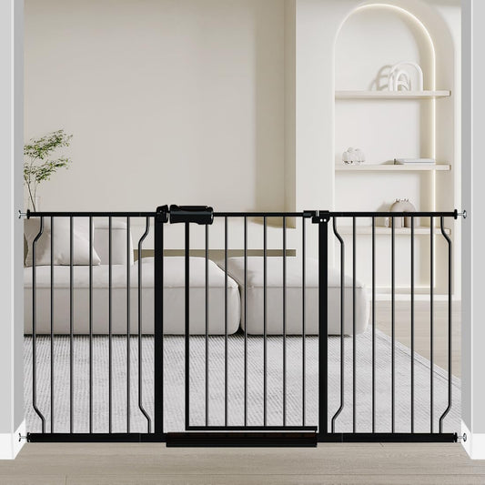 Fairy Baby Extra Wide Baby Gate Black 57.5-62 Inch Wide, Walk Through Pressure Mounted No Drill, Long and Large Tension Dog Gates for Pet and Kids