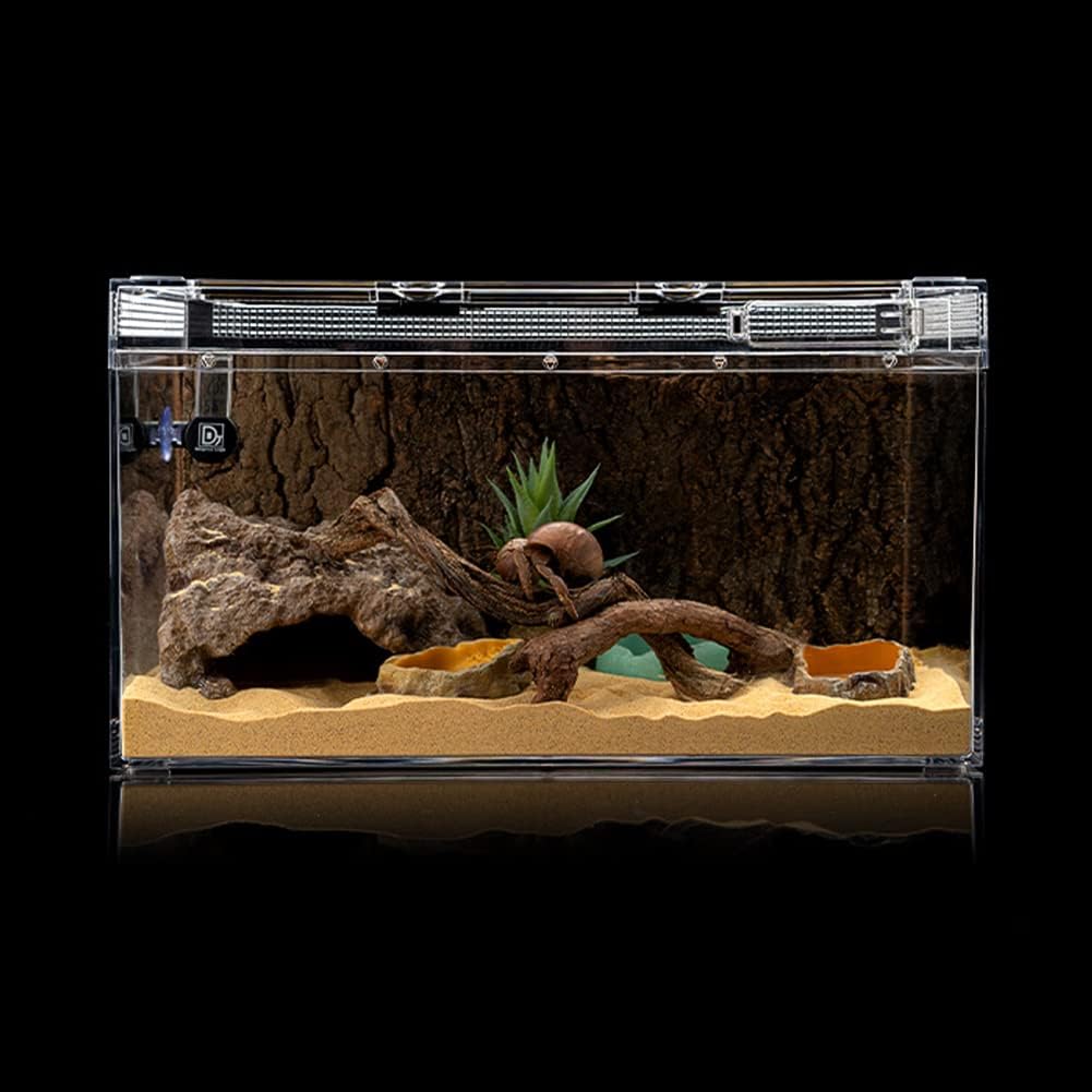 Reptile Simulation Rock Cave Hideouts Terrarium Habitat Décor Bearded Dragon Hideout for Turtles Lizards Snakes Crab (Large)