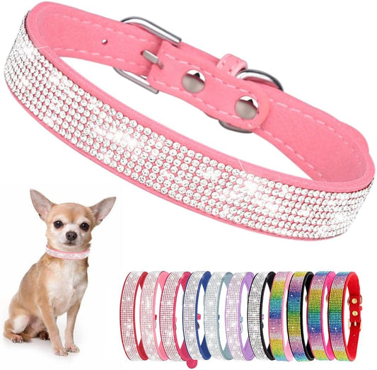 Bling Dog Collars for Large Dogs Female Diamond Fancy Crystal Glitter Pretty Jewel Rhinestone Puppy Collars for Small Medium Large Breed Pet Girl Dogs Cats Kitten, Pink L