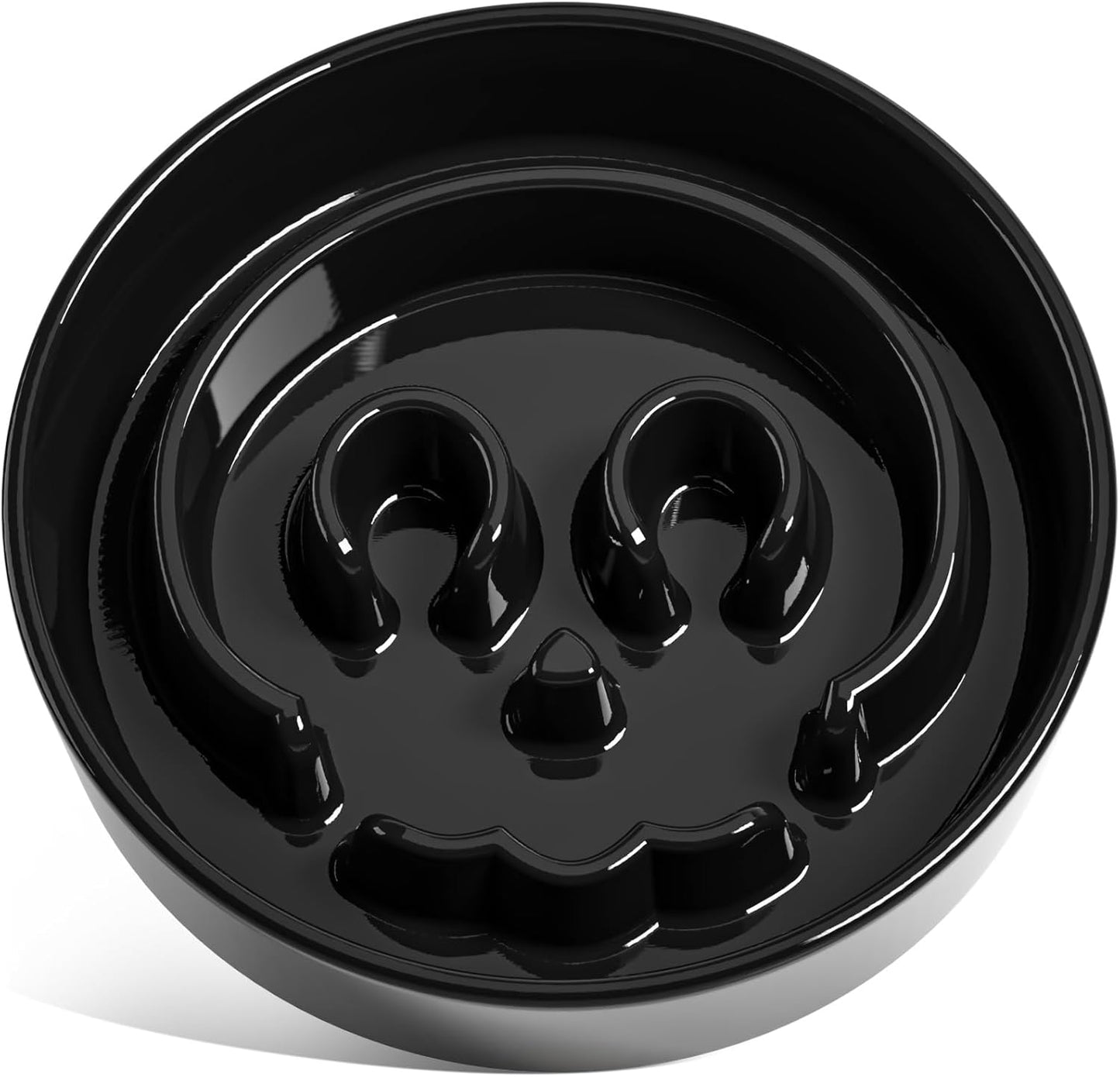 LE TAUCI Slow Feeder Dog Bowls Ceramic,3 Cups Slow Feeding Dog Bowl Medium Large Breed, Pet Bowl for Fast Eaters, Puzzle Pet Dishes,Skull Black