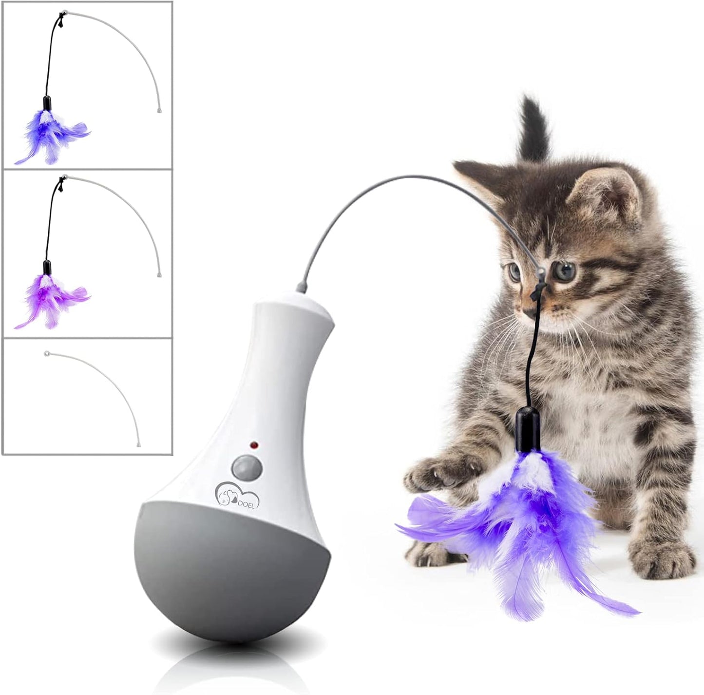 DOEL Interactive Cat Feather Toys, Automatic Cat Toy for Indoor Cats, Electronic Cat Exercise Toys, Gift for Adult & Kitten Cats