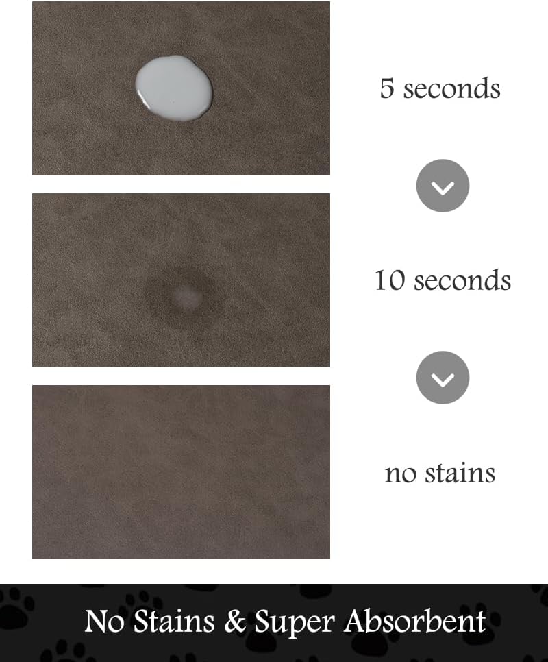 Pet Feeding Mat-Absorbent Dog Mat for Food and Water Bowl-No Stains Quick Dry Water Dispenser Mat-Dog Accessories Pet Supplies-Bowl for Messy Drinkers（Brown,12"x19"