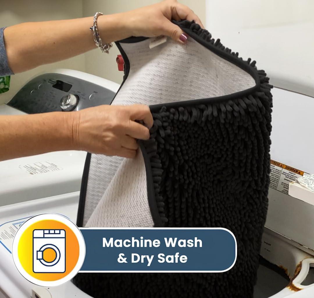 Muddy Mat® Original Dog Door Mat for Muddy Paws, Super Absorbent Microfiber, Non-Slip Washable Pet Rug, Quick Dry Chenille Entryway Carpet, Machine Washable Indoor Outdoor mat, Charcoal 48"x60"