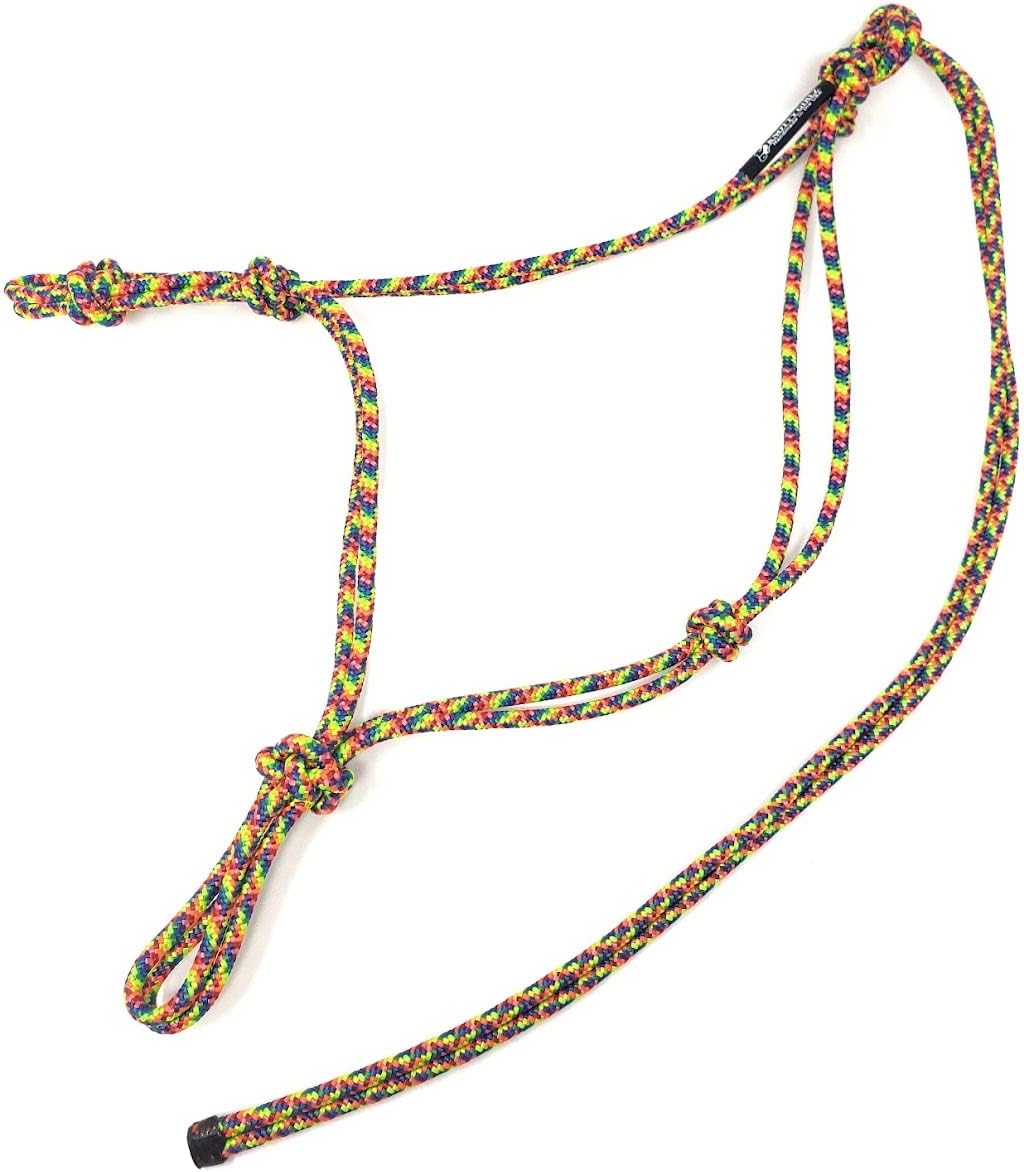 Horse Rope Training Halter - 4 Knot 1/4" Stiff Halter Cord - Used by Famous Trainers Multiple Sizes Multiple Colors