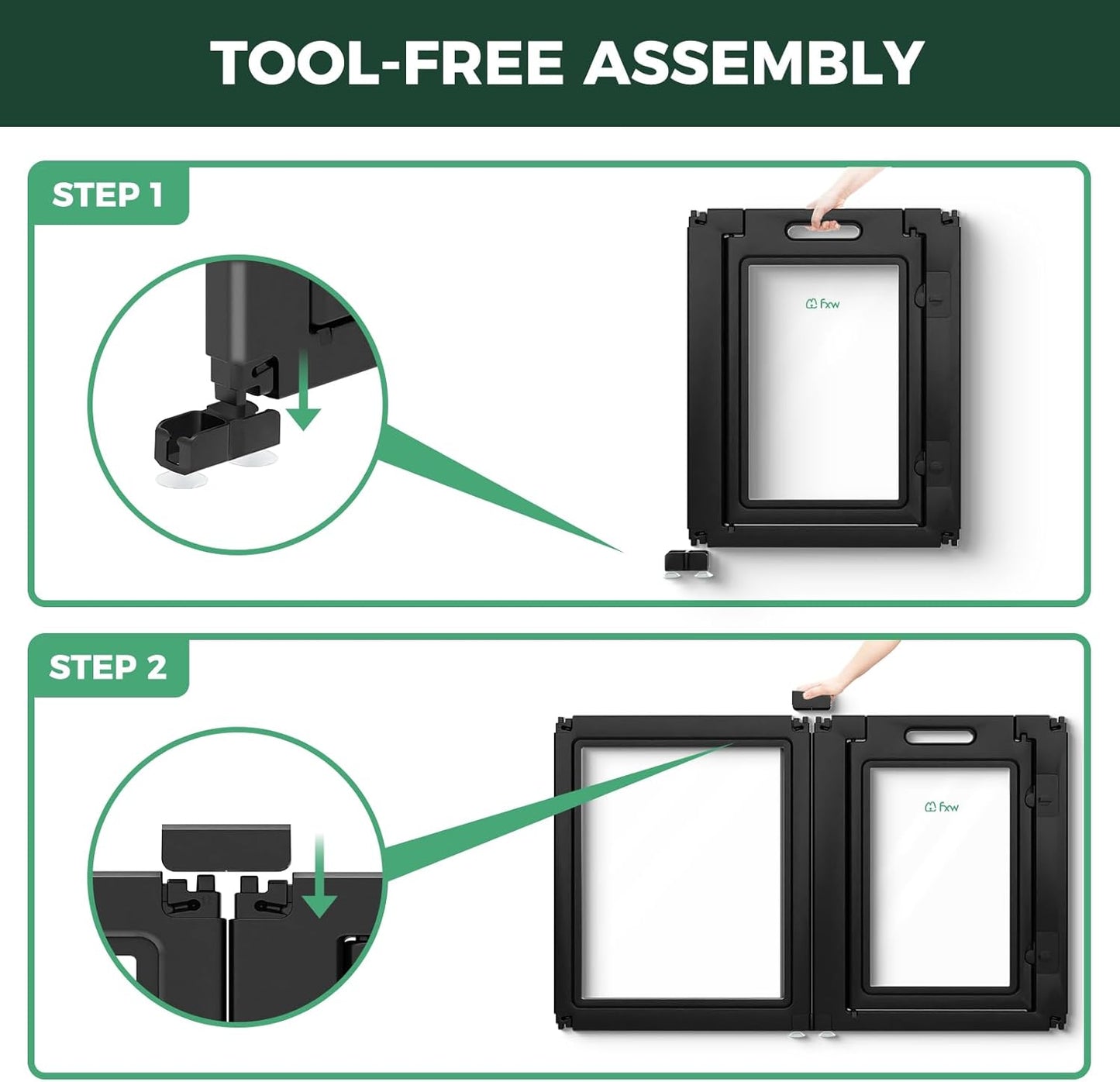 FXW AuraSpace Acrylic Indoor Unleashed Dog Playpen for Small and Medium Dogs, 30 Inch, 8 Panels, Black