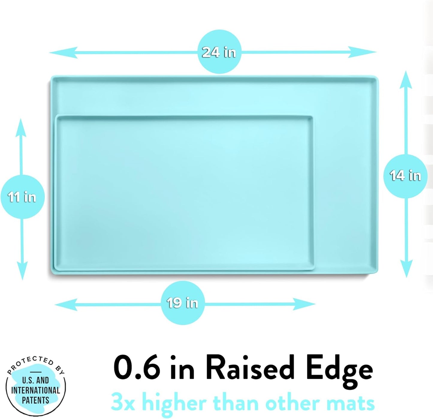 CatGuru Cat Food Mat, Small & Large Pet Feedingd Mat, 100% Waterproof Cat Mats for Food and Water, Silicone Mats for Pet Bowls, Non-Slip Placemat for Water Bowl or Fountain (Small, Aruba)