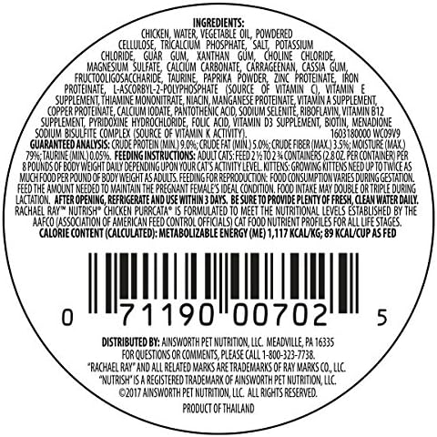 Rachael Ray Nutrish Natural Premium Wet Cat Food, Chicken Purrcata, 2.8 Ounce Tub (Pack of 12), Grain Free