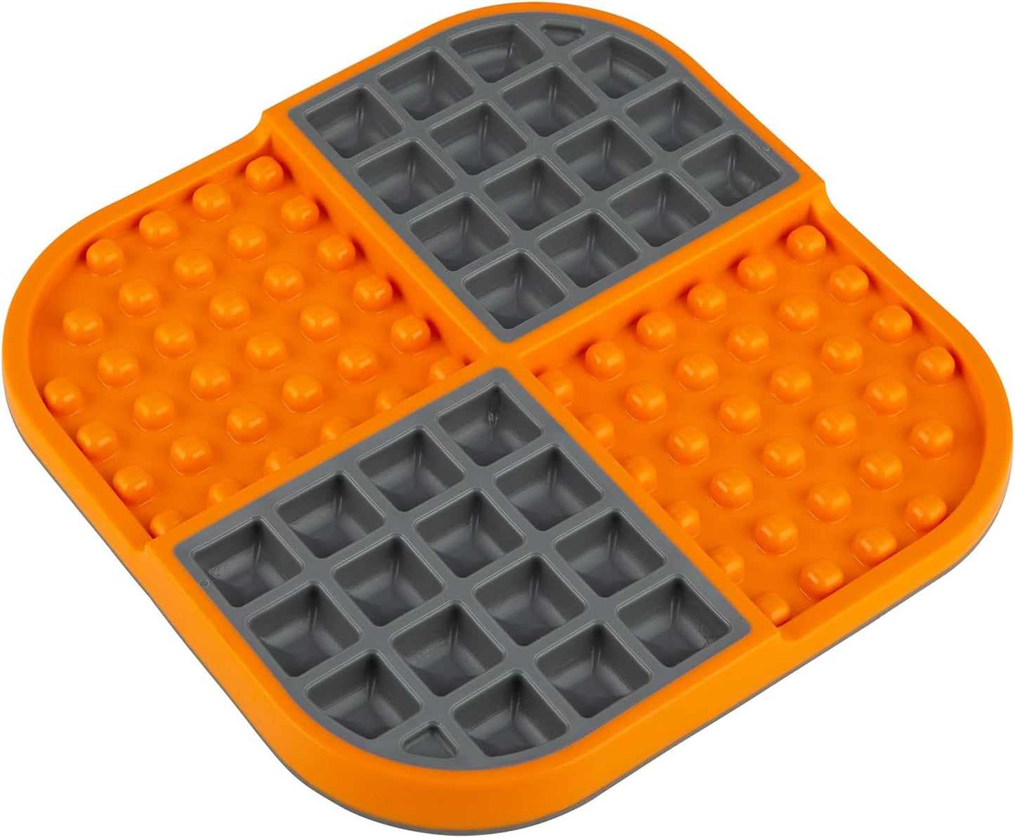 LickiMat Slomo, Cat Slow Feeder Lick Mat, Boredom Anxiety Reducer; Perfect for Food, Treats, Yogurt, or Peanut Butter. Fun Alternative to a Slow Feed Cat Bowl or Dish, Orange