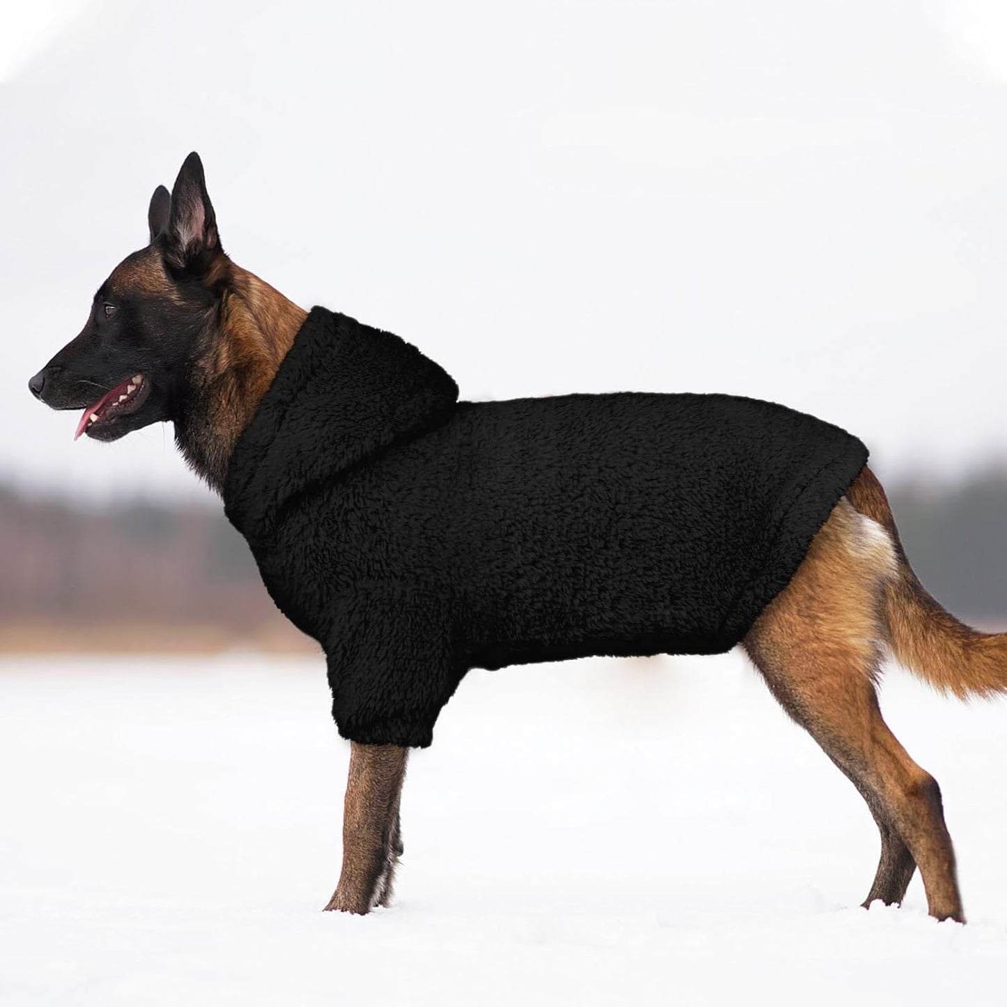 Fuzzy Dog Sweaters for Large Dogs Pet Hoodie Clothes Warm Soft Pet Coats Hooded Sweatshirt Dog Sweaters for Extra Large Dogs(Black-XXL)