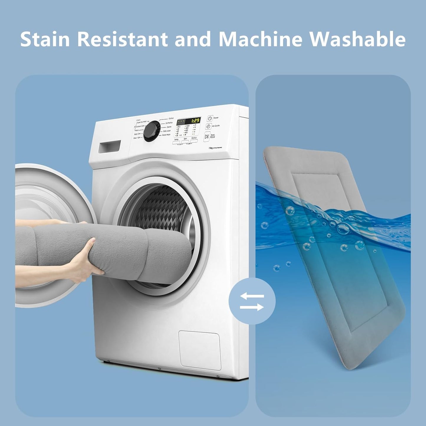 Magic Dog Extra Large Dog Bed Soft Dog Crate Pad Dog Mat, Jumbo 48 Inches Machine Washable Pet Bed Kennel Pad with Non-Slip Bottom, Gray