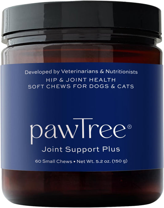 pawTree Joint & Hip Support Supplement for Dogs & Cats with Glucosamine, Chondroitin, MSM, Tumeric & Green Lipped Mussels - Vitamins & Health Essentials - All-Natural Mobility Soft Chews