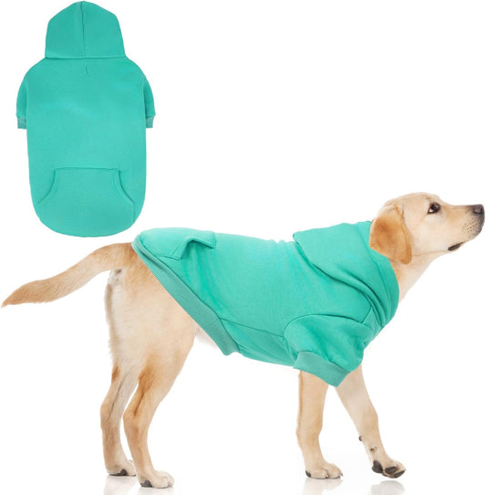 KOOLTAIL Basic Dog Hoodie - Soft and Warm Dog Hoodie Sweater with Leash Hole and Pocket, Dog Winter Coat, Cold Weather Clothes Sweatshirt for Small Medium Large Dogs Puppy Cat Boys Girls Lake Blue XL