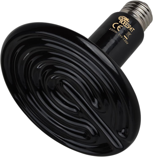 High Power 250 Watts Ceramic Heat Emitter for Reptiles, Tortoise, Snakes, Lizards, Bearded Dragon, Geckos, Amphibians and Chick & Quail Brooder