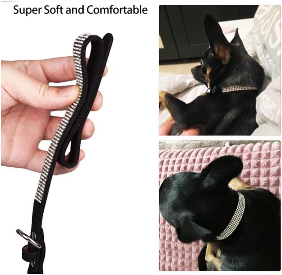 Small Dog Collar with Rhinestone Crystal Diamond Colorful Bling Girl Cat Collars Black S