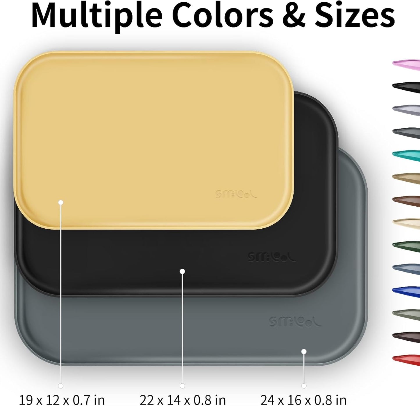 Silicone Pet Feeding Mat with Raised Edge for Food and Water, Dog Bowl Mats, Cat Bowls Placemat with High Lip for Floor Waterproof, Rubber Tray for Cats and Dogs 24 x 16 x0.8 Beige