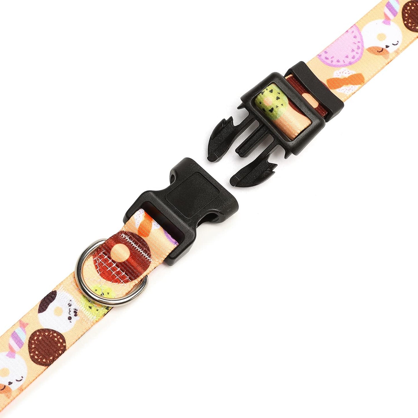 Mercano Adjustable Dog Collar - Special Design Patterns, Soft Nylon Comfortable Sturdy Pet Collar for Small Medium Large Dogs (S, Beige Cookie)